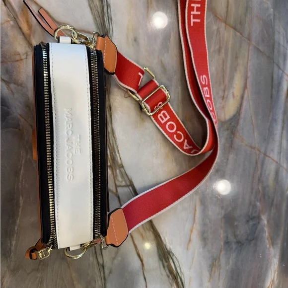 Orange Grey & White Crossbody Bag with Red Strap - Picture 4 of 7